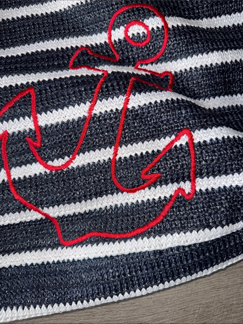Vera Bradley Straw Beach Tote Bag Anchors Aweigh Navy Stripes NWT - Picture 6 of 13